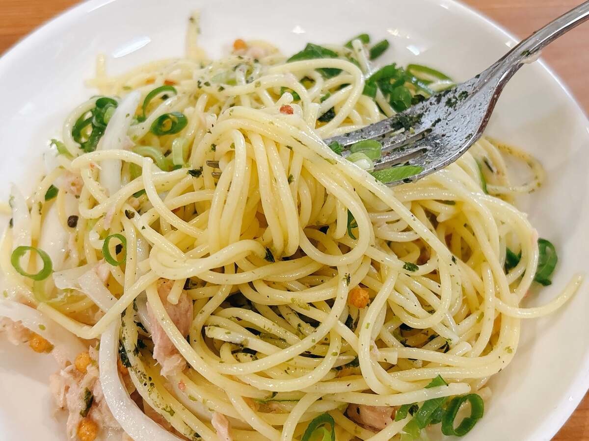 永谷園公式レシピ「お茶づけの素×パスタ」