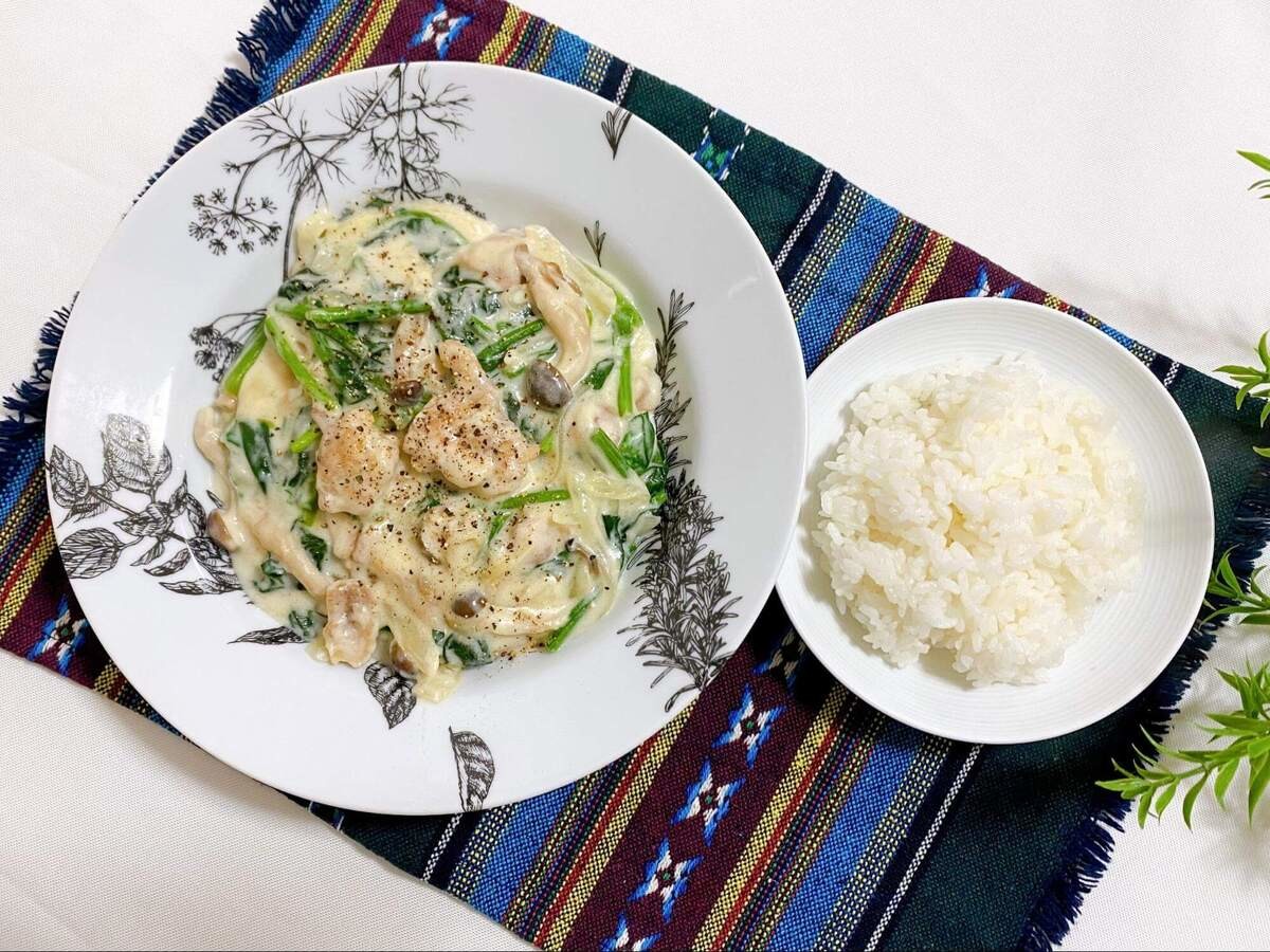 ミツカン公式「ほうれん草と鶏肉のクリーム煮」