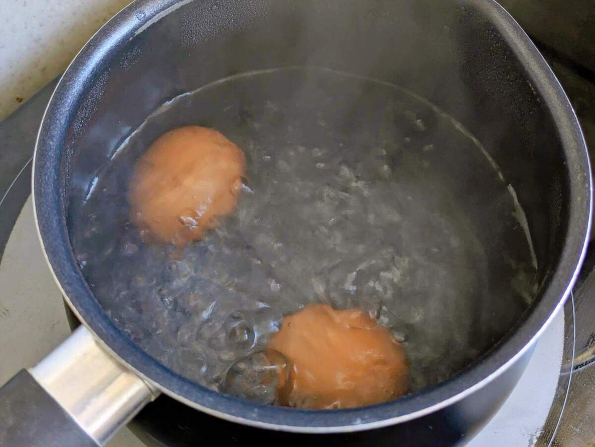 ZIP!「月見 in ハンバーグ」のレシピ