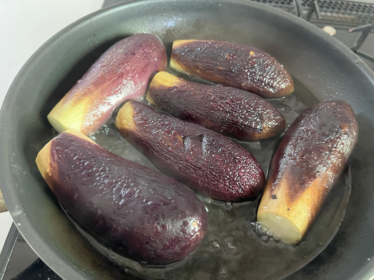 なすと豚しゃぶのおろしにんじんあえ