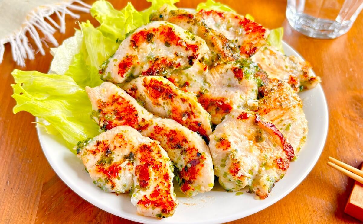 鶏胸のり塩バター焼き