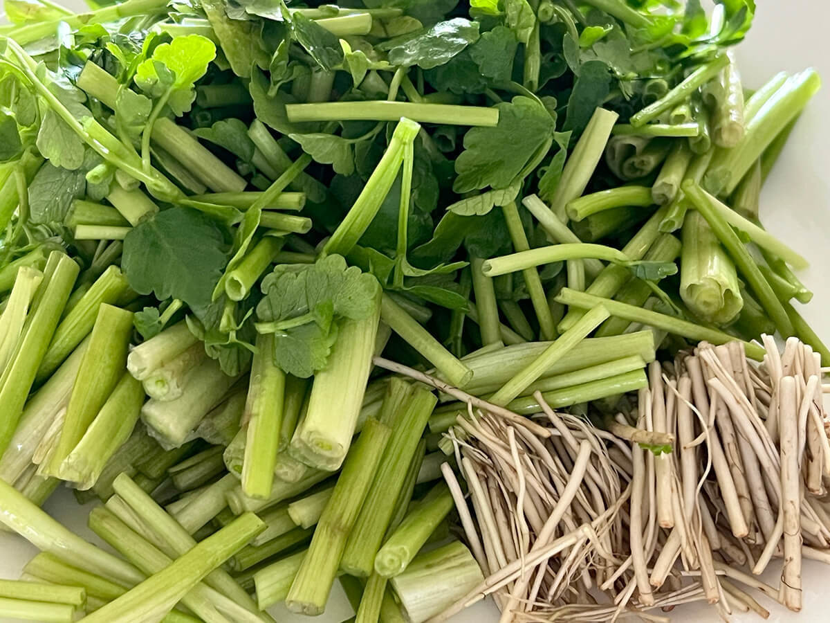 和田明日香さん「セリの豚キムあえ」