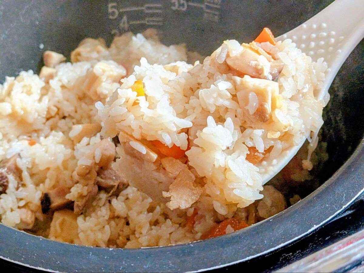 お餅と豆乳でつくる中華風五目おこわ