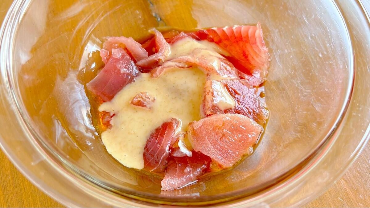 マグロのさっぱりごまポンあえ