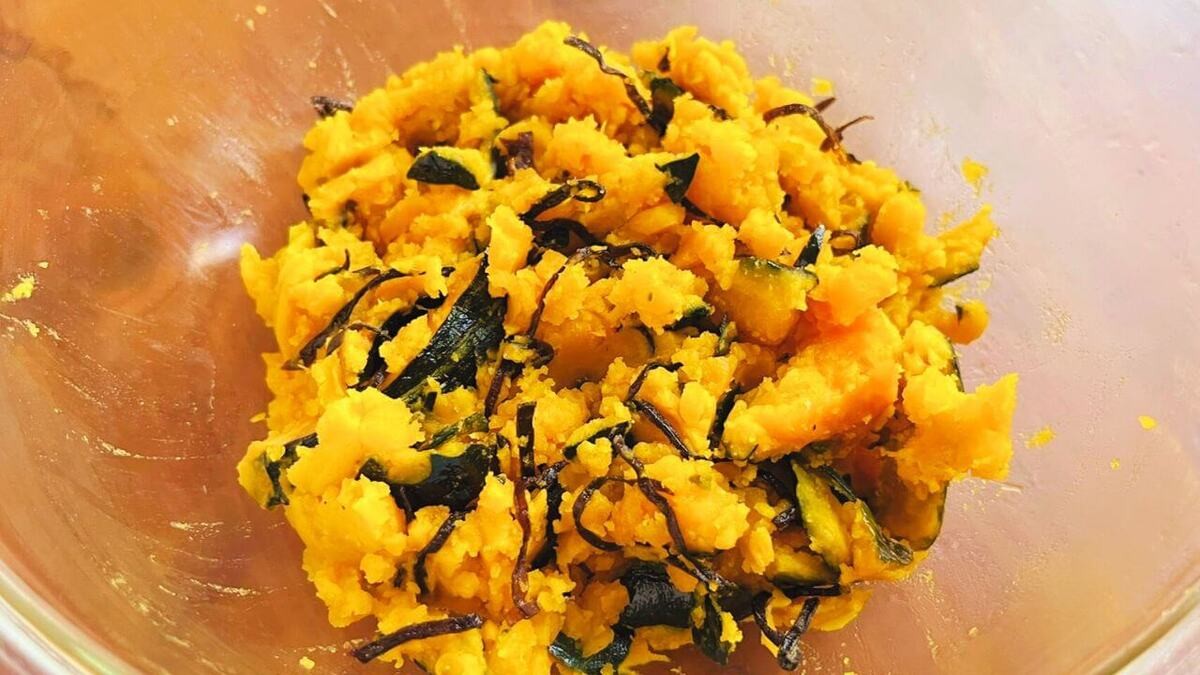 「カボチャの塩昆布マヨサラダ」のレシピ