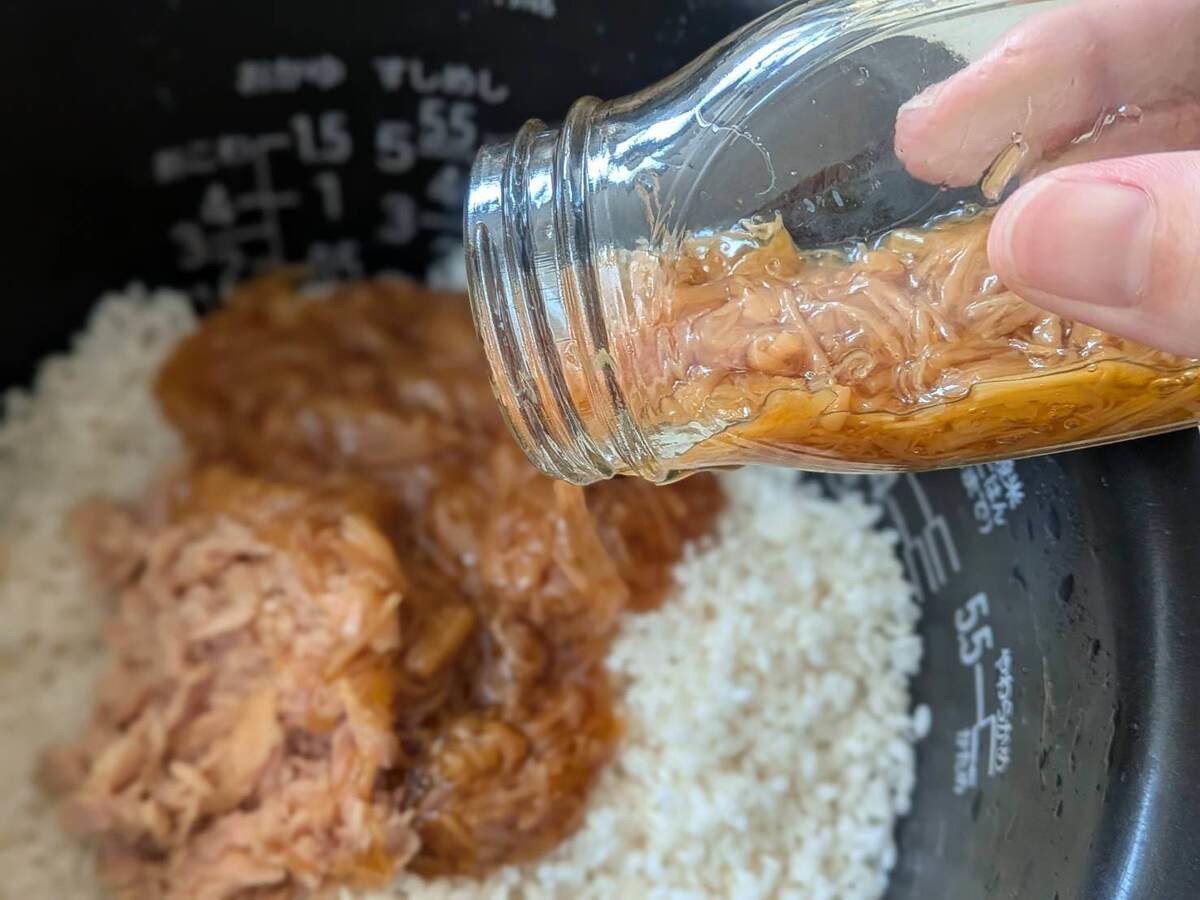 なめ茸ツナ缶の簡単釜飯