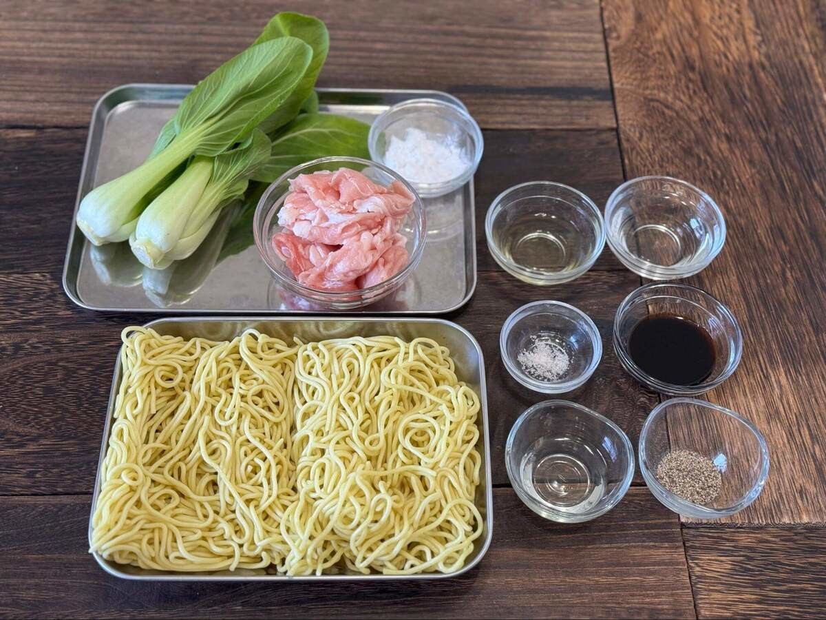 長谷川あかりさん「豚肉とちんげん菜の酢じょうゆ焼きそば」のレシピ