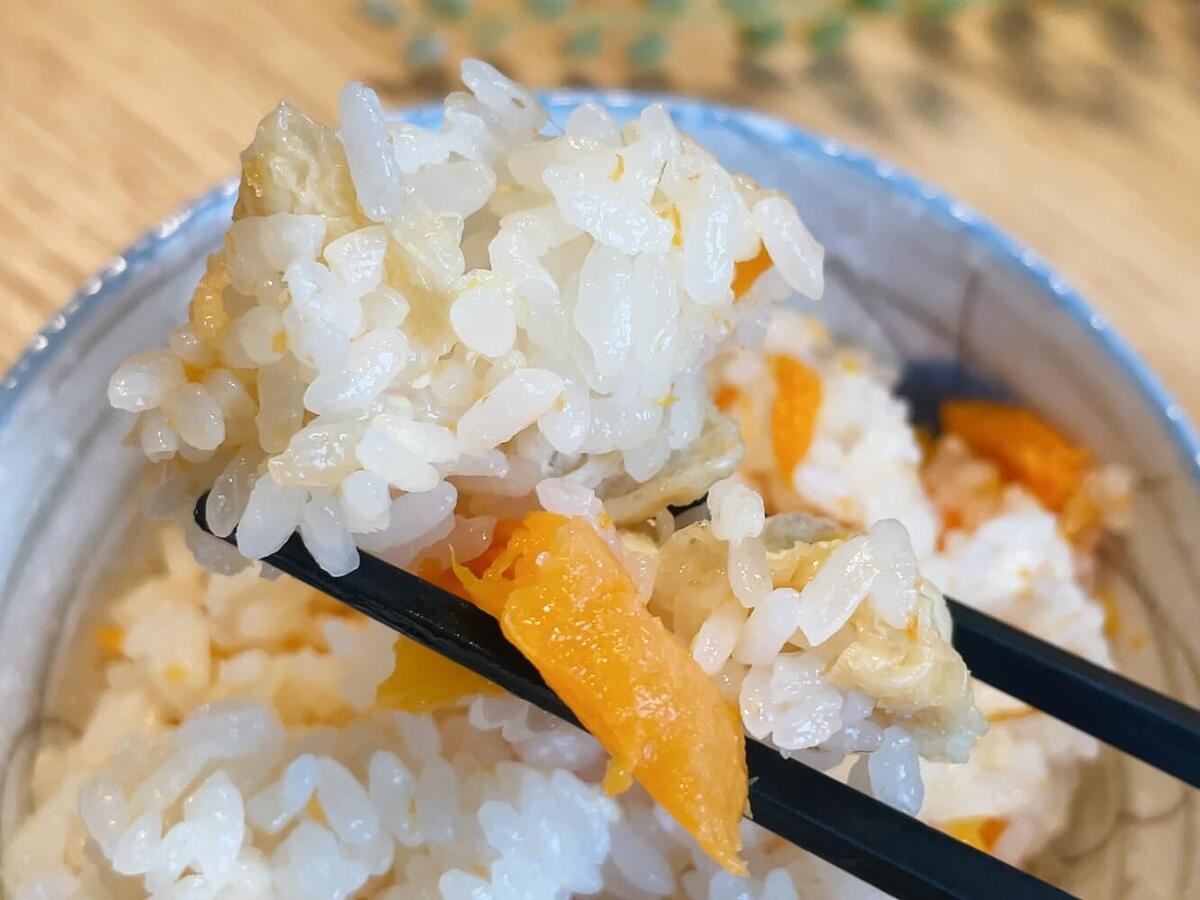 にんじん+油揚げの炊き込みごはん