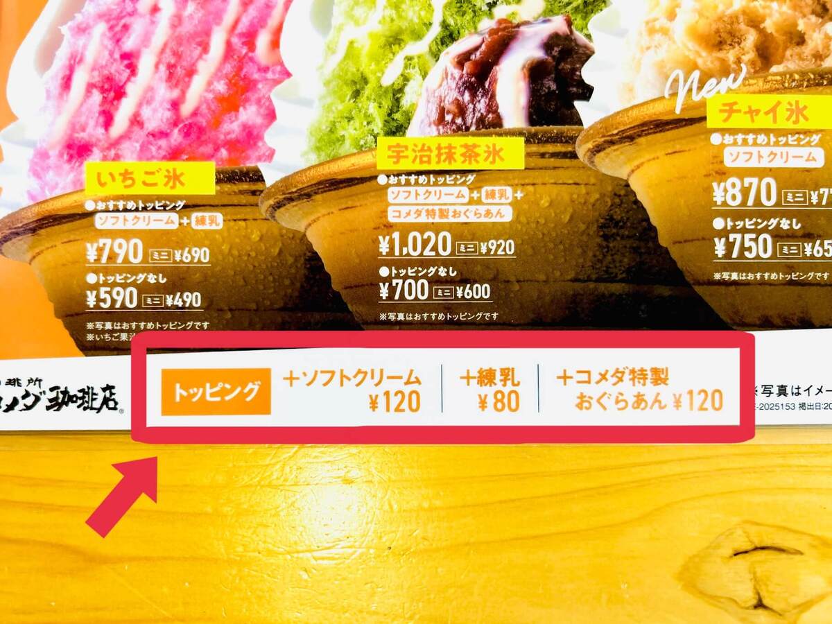 コメダ珈琲のかき氷