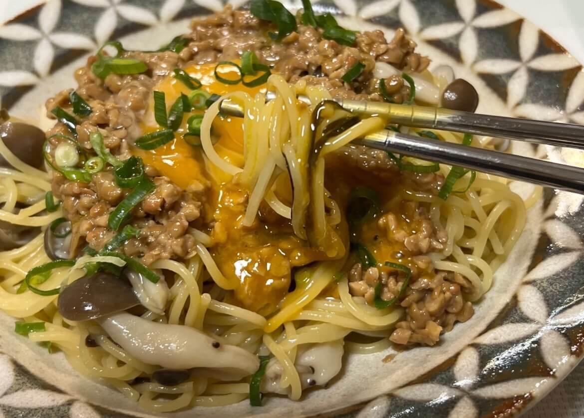 ワンパンでできる無限納豆パスタ
