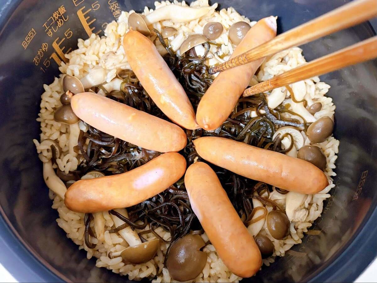 塩昆布で！シャウとしめじの炊き込みご飯
