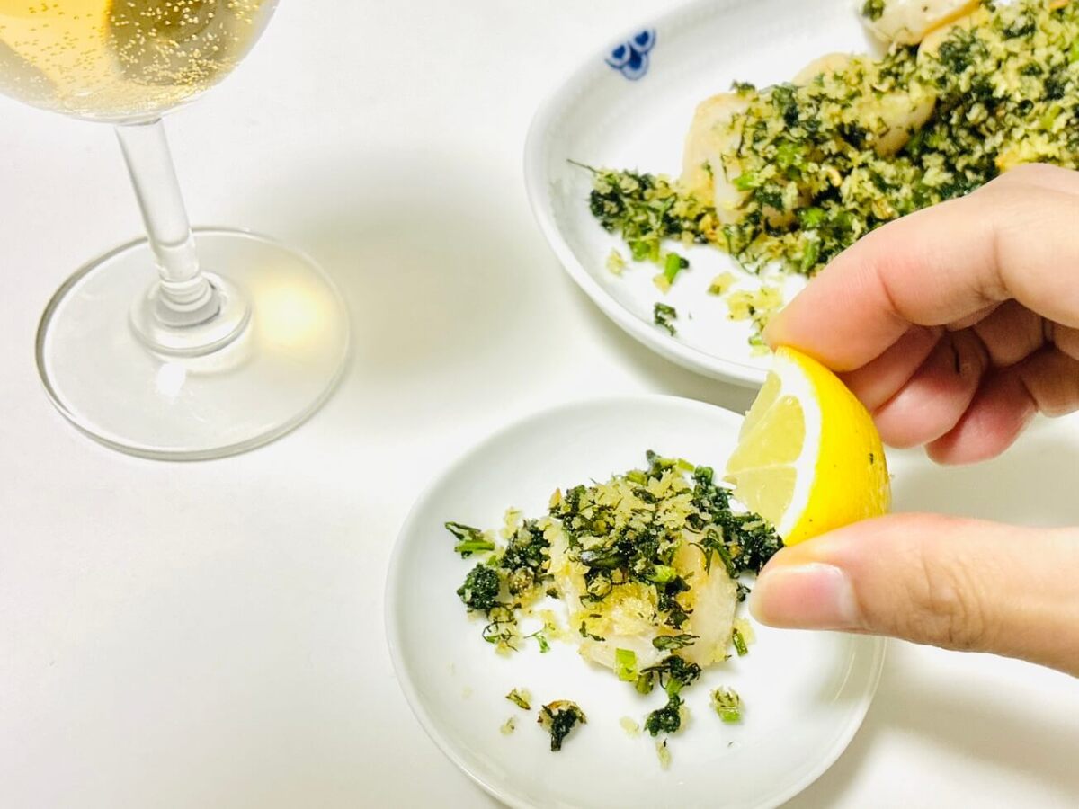 ホタテのソテー　香りパン粉ぶっかけ