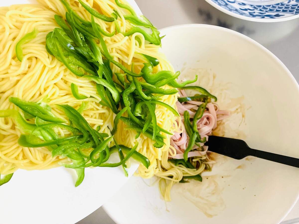 レンチン長ネギ和え麺