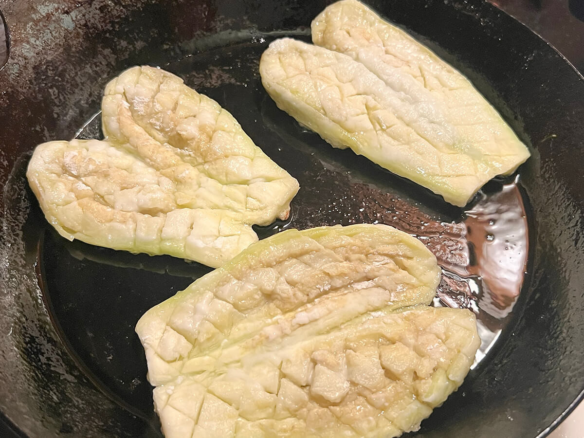 大原千鶴さん「レンチンなすのかば焼き」のレシピ