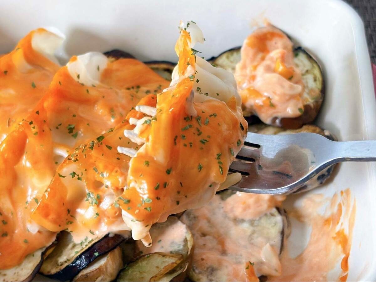 なすとギョーザのラザニア風チーズ焼き