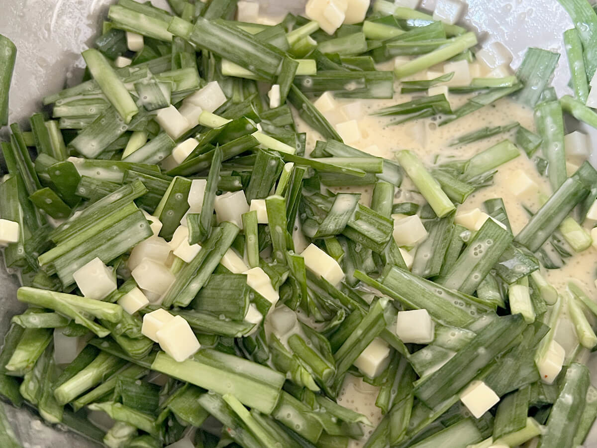 にらチヂミチーズもち明太入り