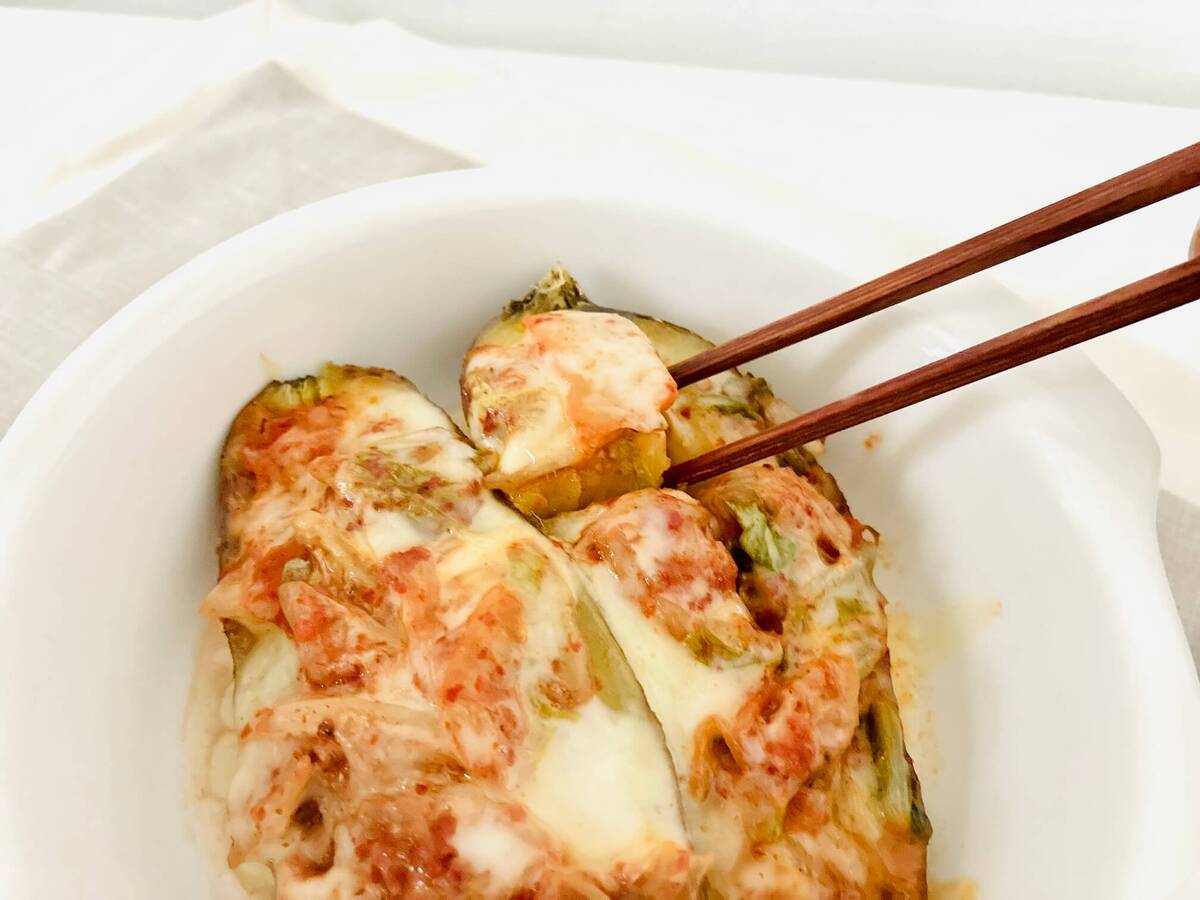 息子にはまだ早い!「焼き芋キムチーズ」のレシピ