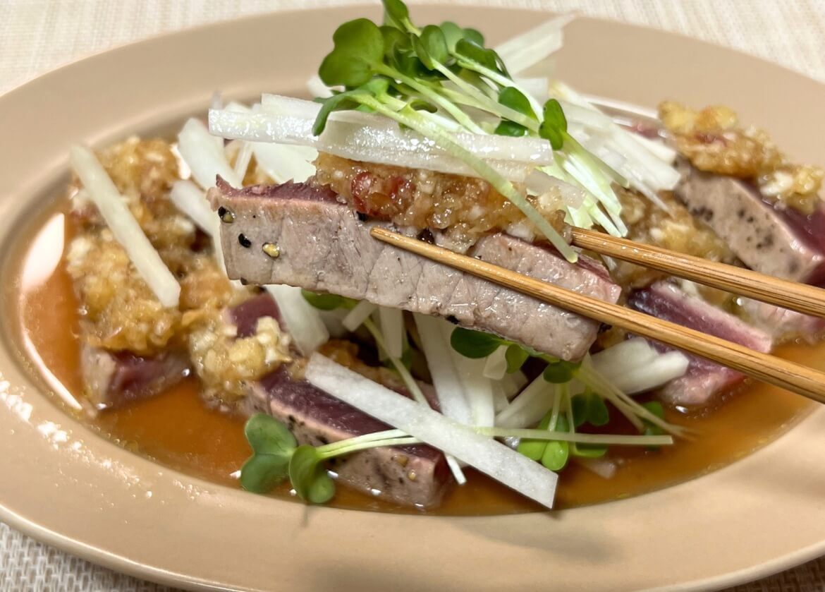 タサン志麻さん「マグロのたたき ポン酢オリーブオイル