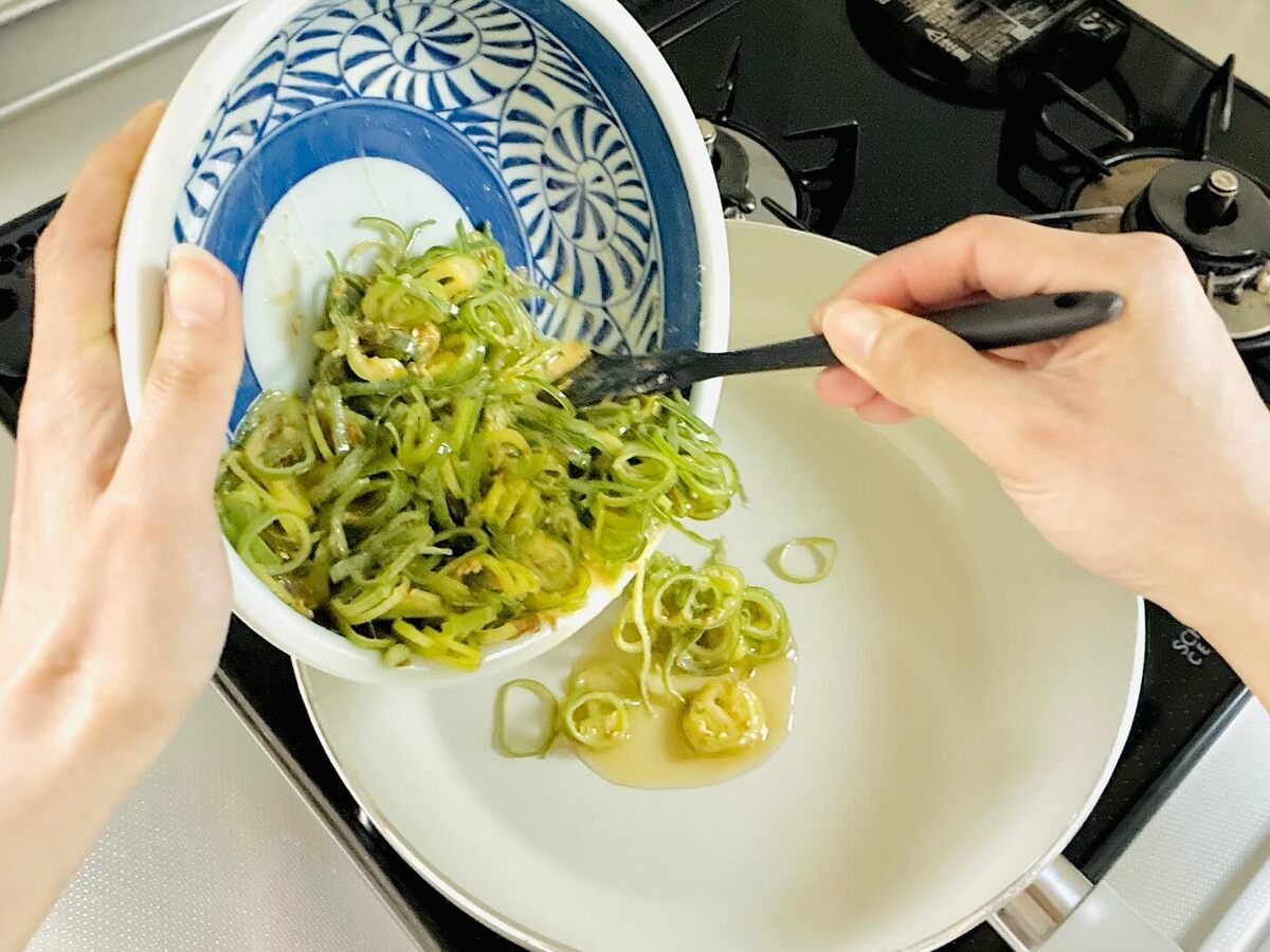 ねぎの青い部分のチヂミ風