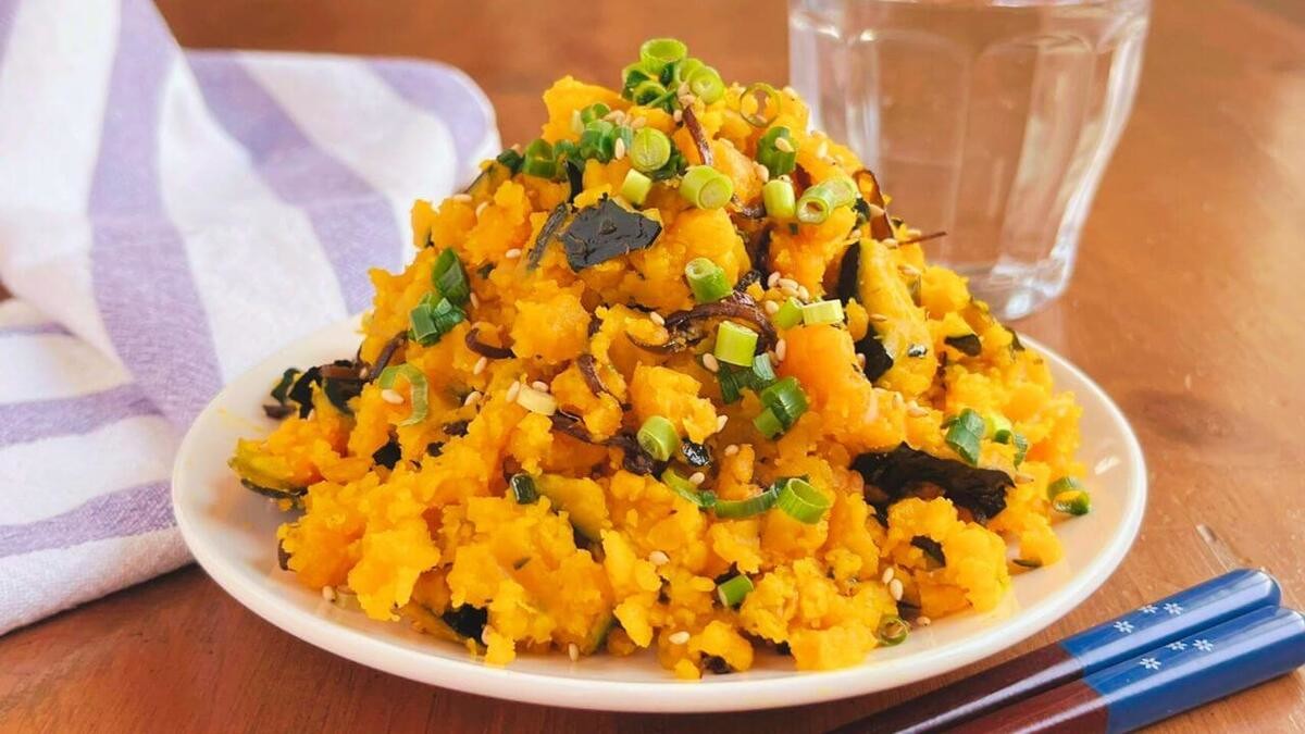 「カボチャの塩昆布マヨサラダ」のレシピ