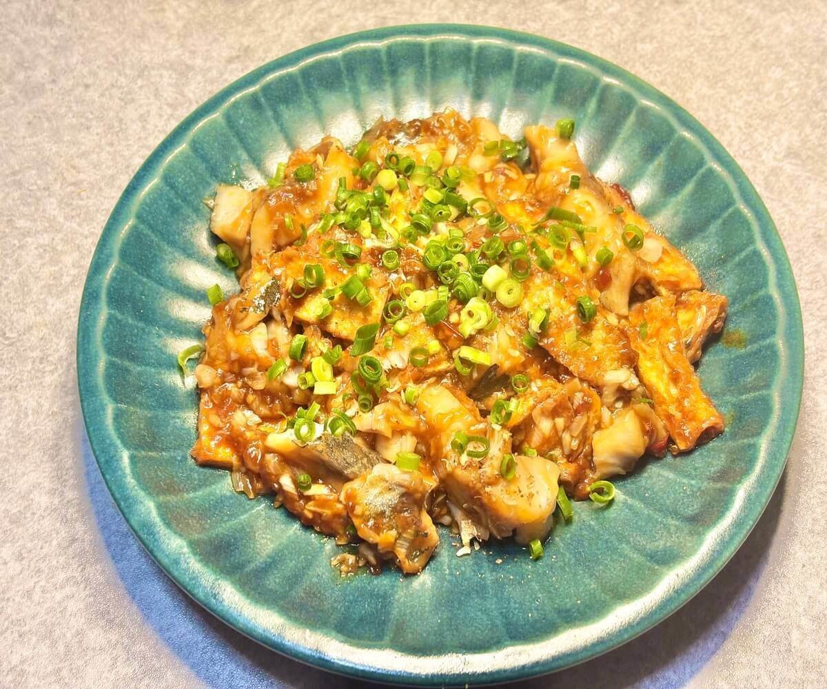 アジと油揚げの香味蒸し