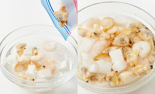 シーフードミックスの解凍方法は「塩水」が正解！