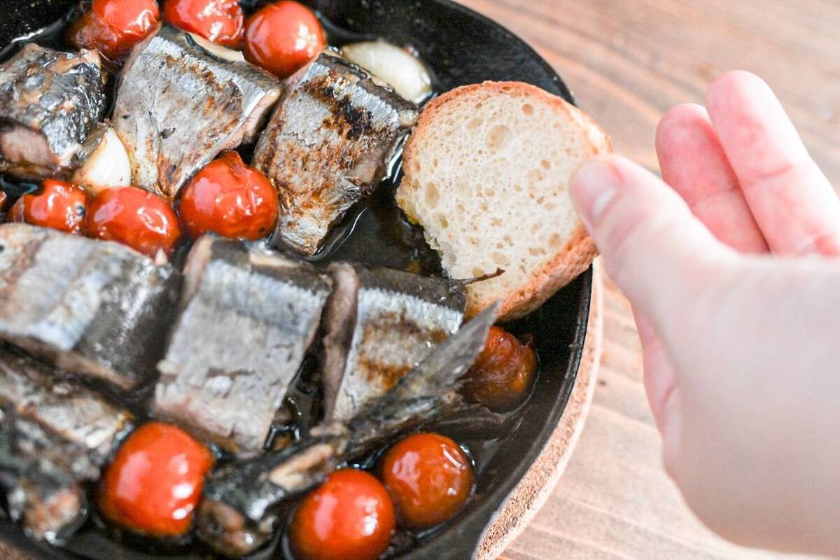 「サンマのアヒージョ」のレシピ