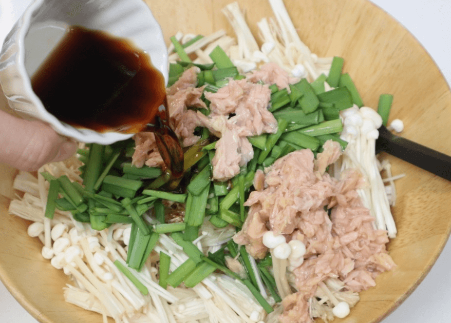 「えのきとツナのチーズチヂミ」