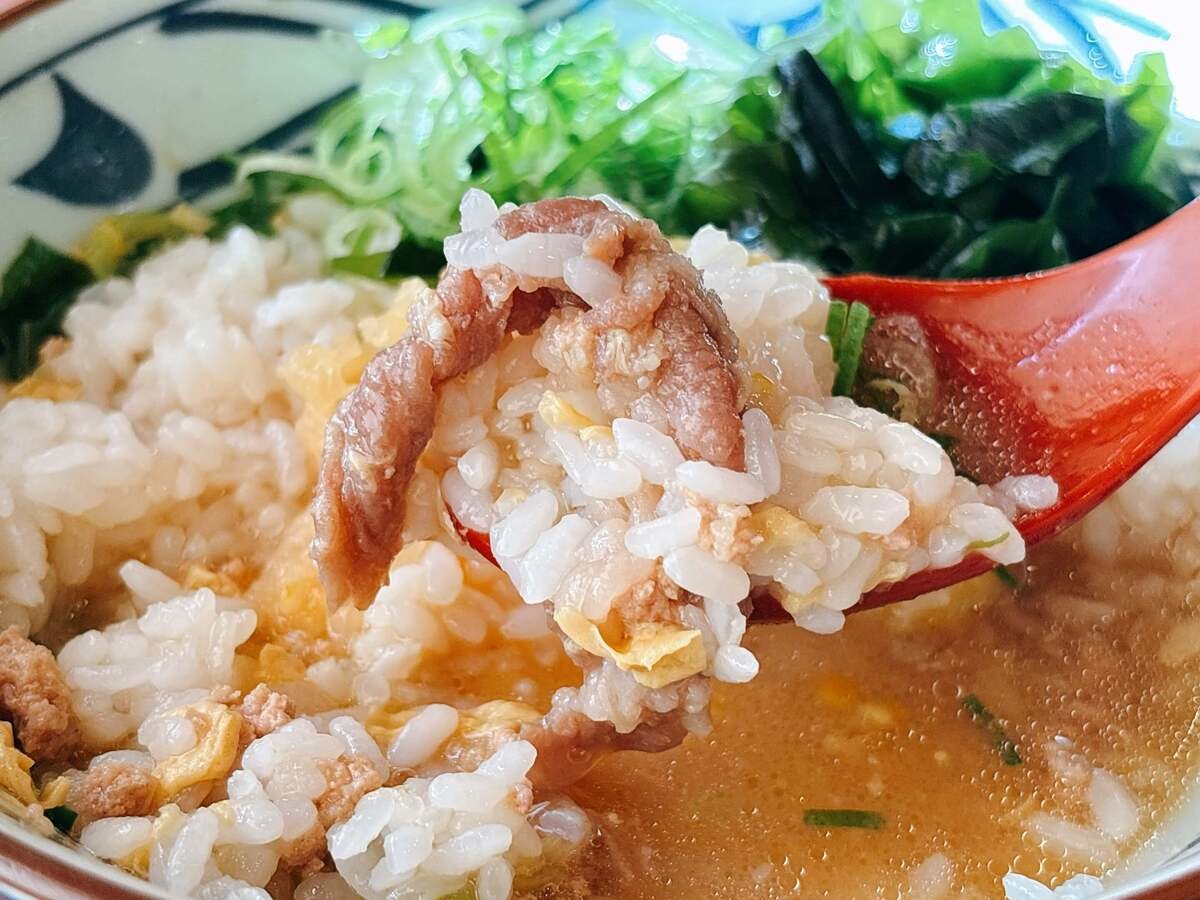 丸亀製麺「肉がさね玉子あんかけ 並(税込840円)」