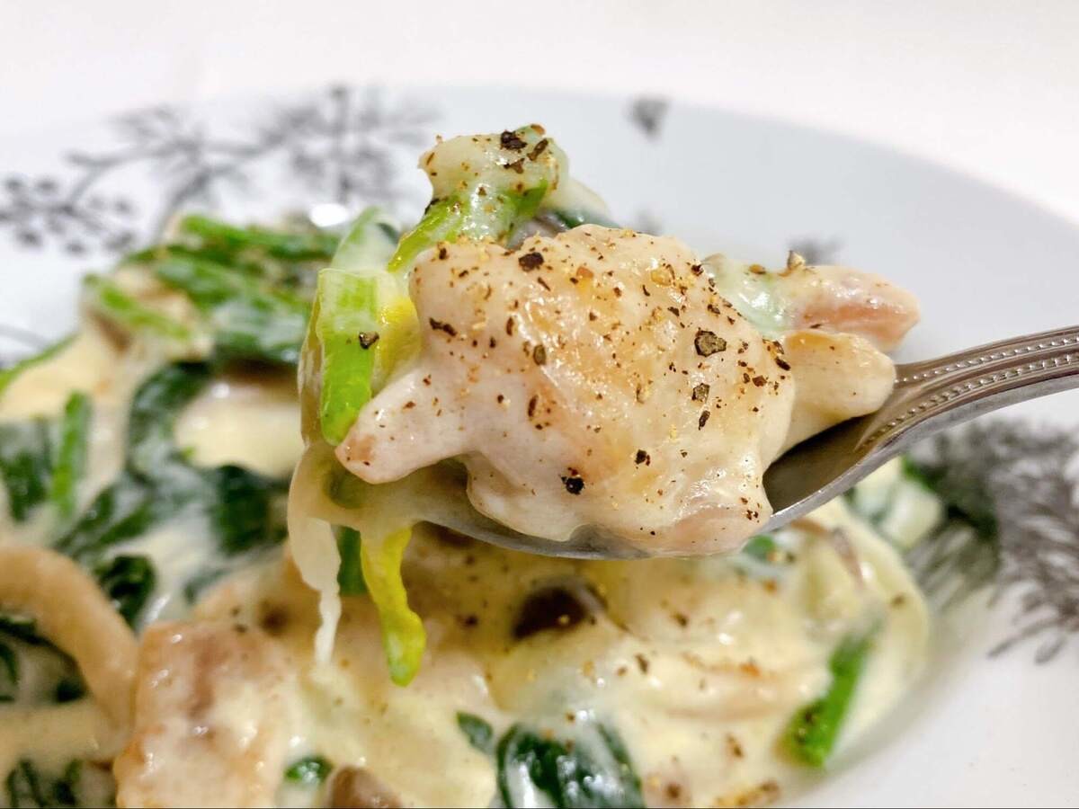 ミツカン公式「ほうれん草と鶏肉のクリーム煮」