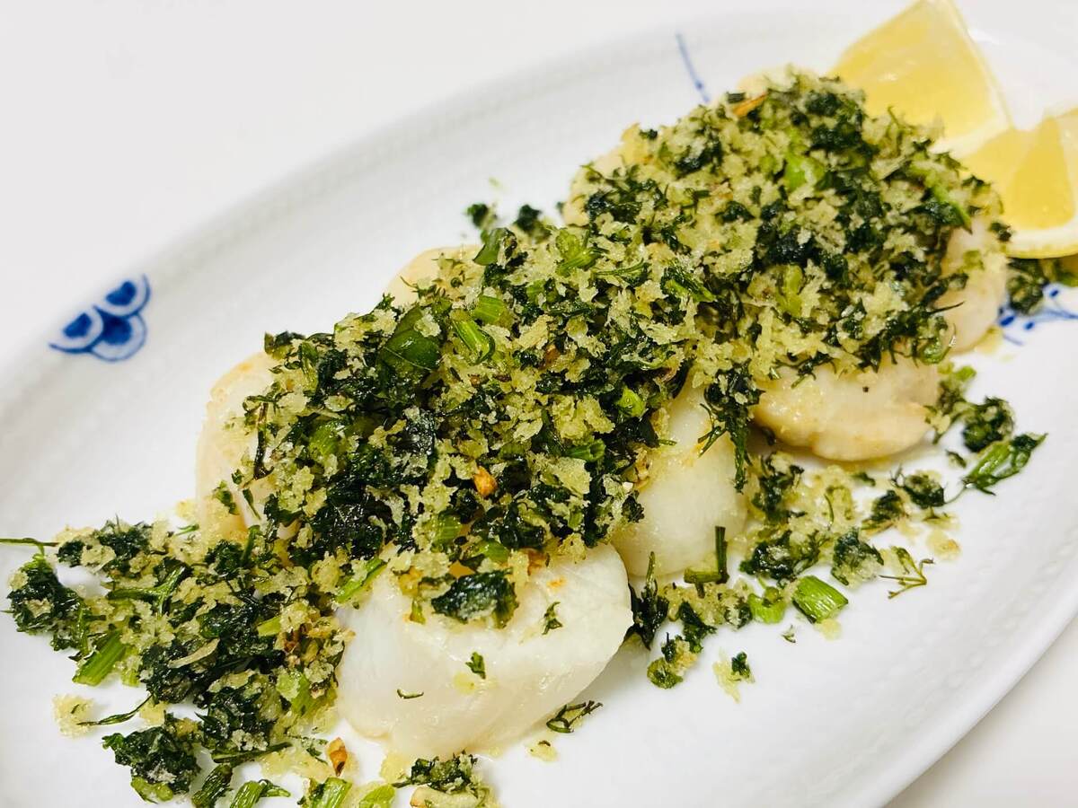 ホタテのソテー　香りパン粉ぶっかけ