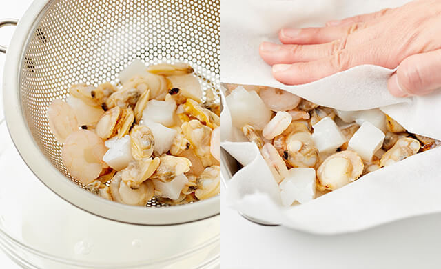 シーフードミックスの解凍方法は「塩水」が正解！