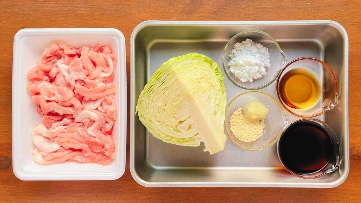 「豚こまキャベツの中華炒め風」