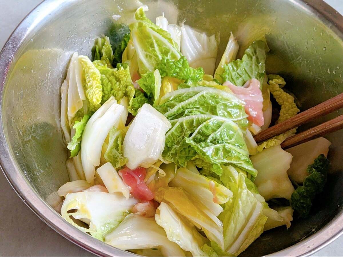 長谷川あかりさん「白菜と豚バラ肉のふんわり卵焼き」