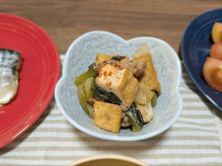 チンゲン菜そぼろ炒め