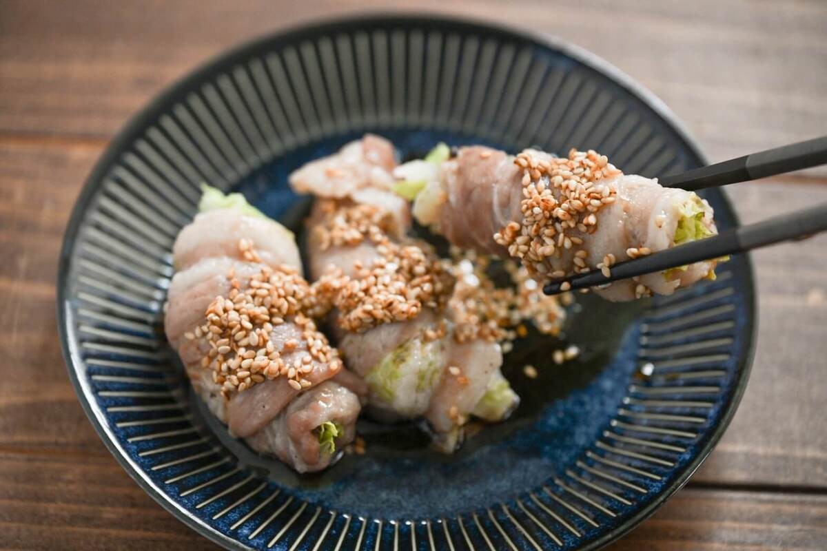 ミツカン「レンジで作れる豚バラ白菜ロール」のレシピ