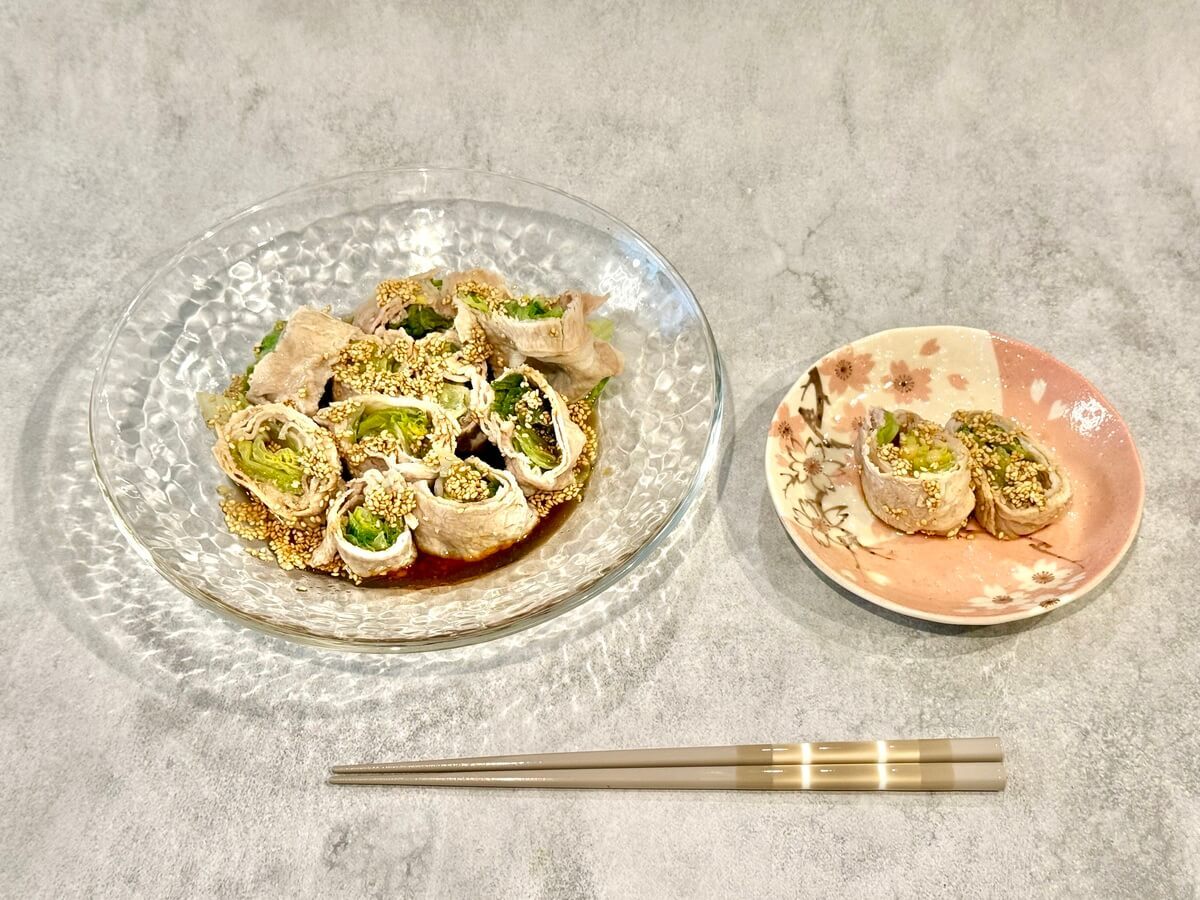 ミツカン公式レシピ「レタスのレンチン豚肉巻き やみつきだれ」