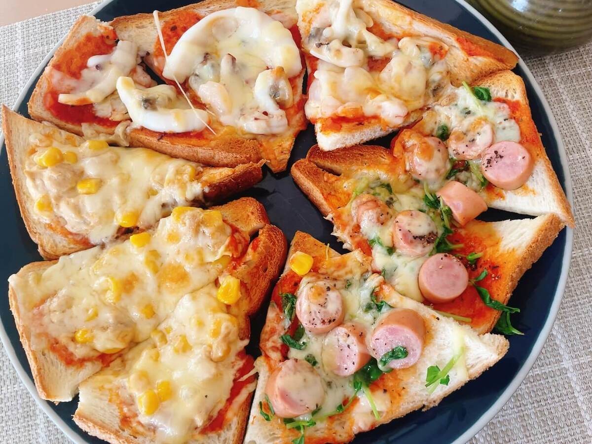 食パンで作るカラフルピザ