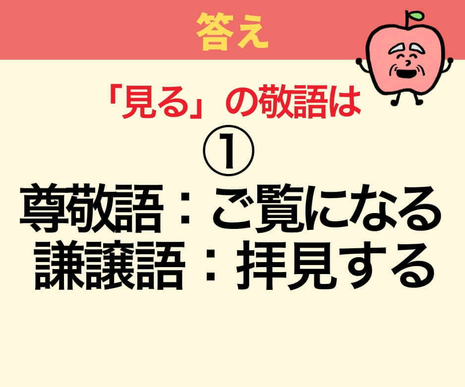 「見る」の【尊敬語】と【謙譲語】の組み合わせ