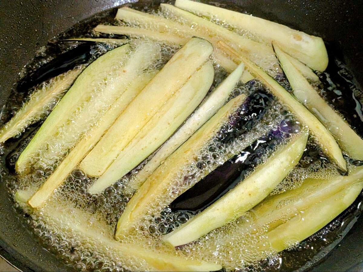 なすと豚肉の揚げ浸し