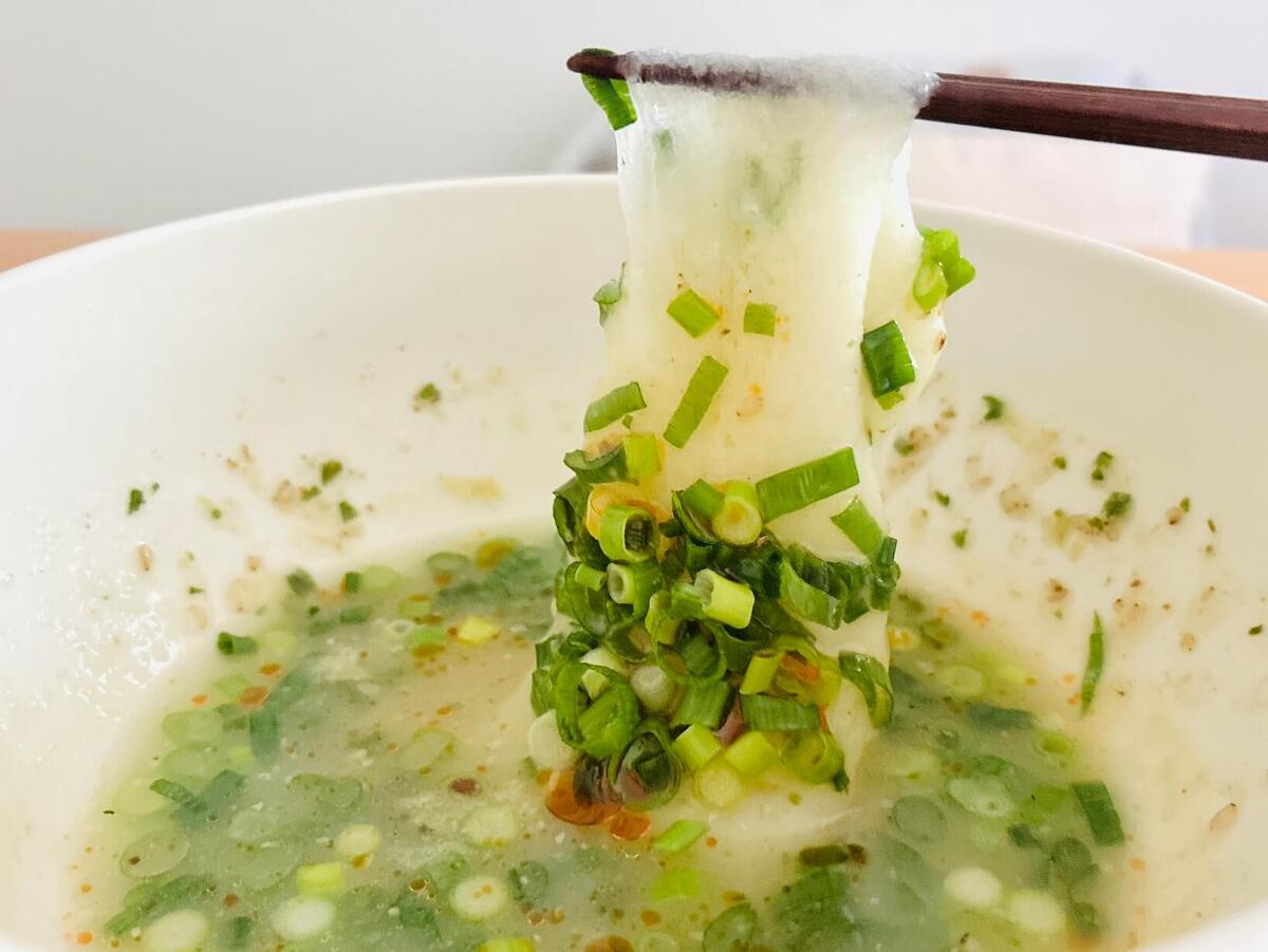 サッポロ一番でお変わり ねぎだくスープ餅