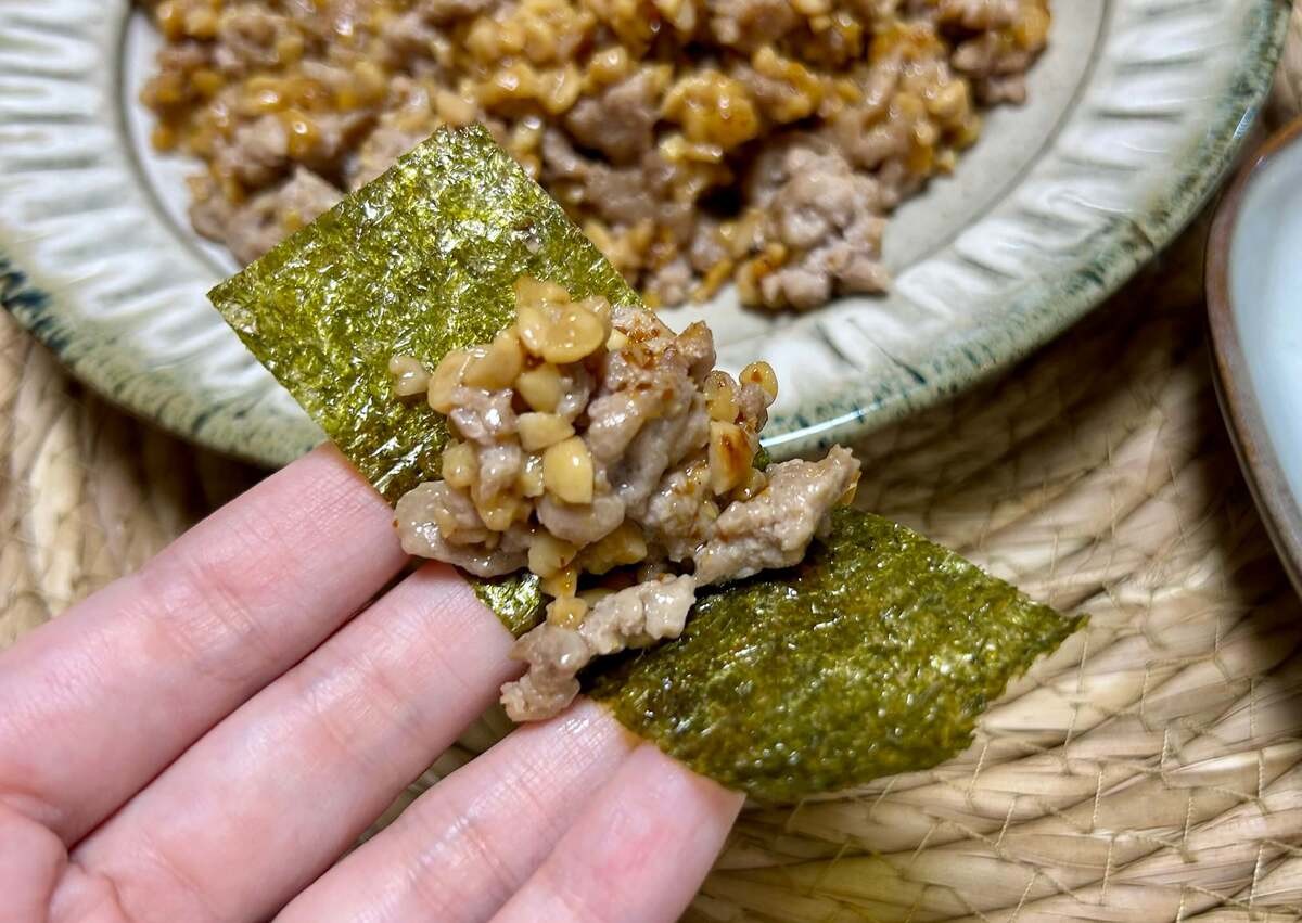 間宮祥太朗さん「ひき肉&納豆炒め」のレシピ