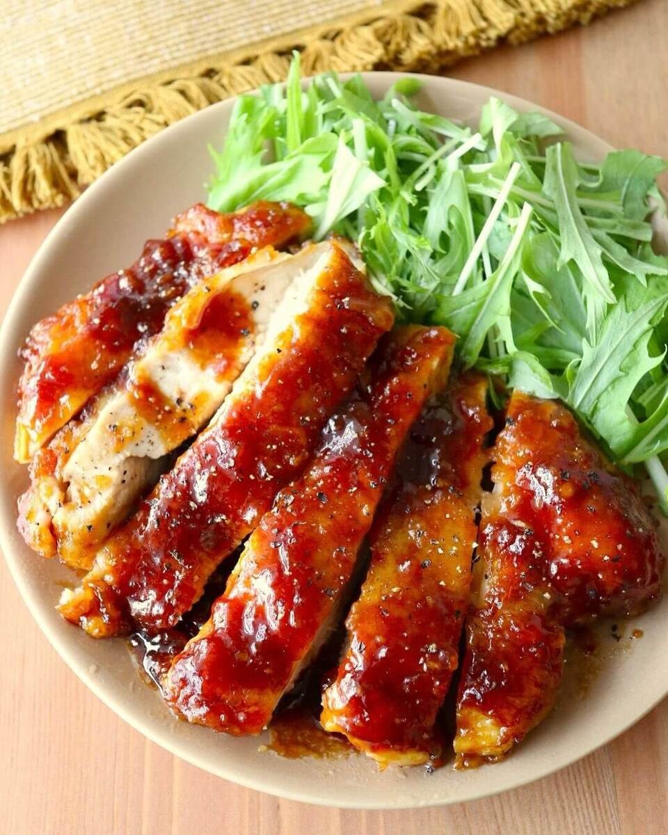 鶏むね肉の甘辛ペッパーチキンステーキ