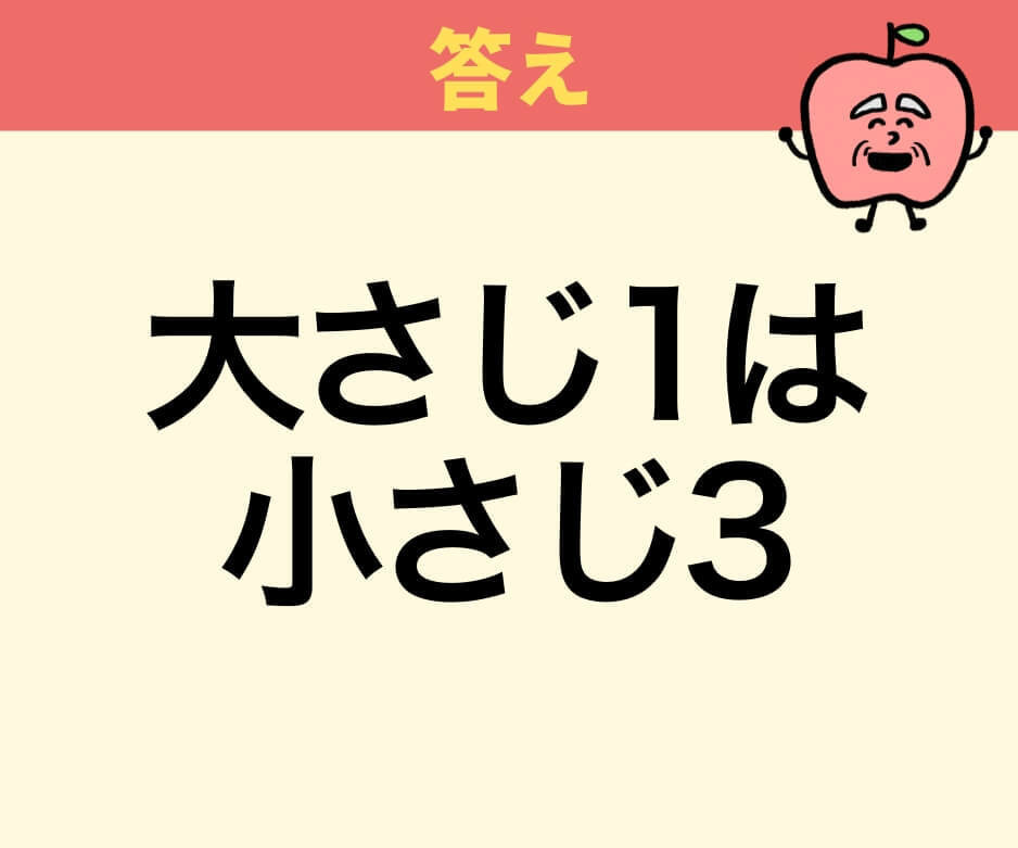 「大さじ1は小さじ何杯分?」でしょうか?