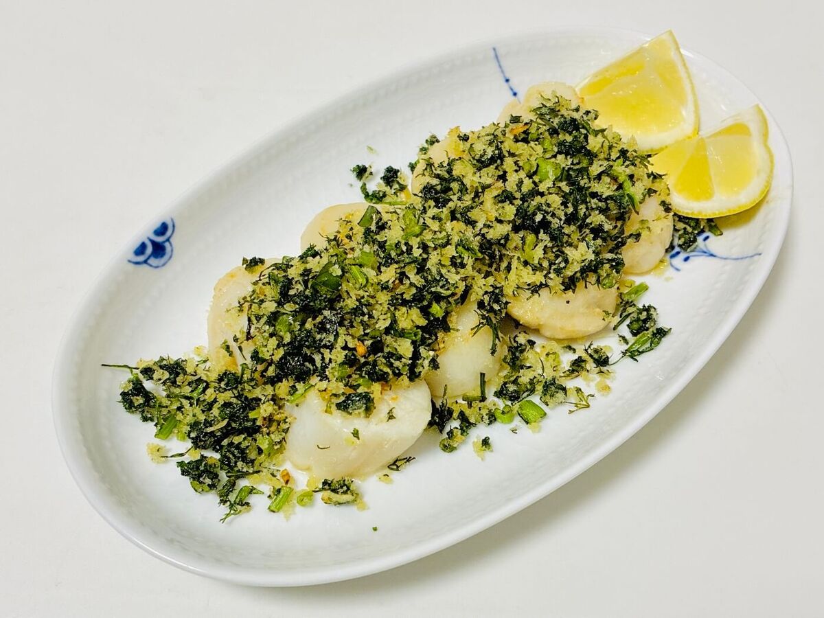 ホタテのソテー　香りパン粉ぶっかけ