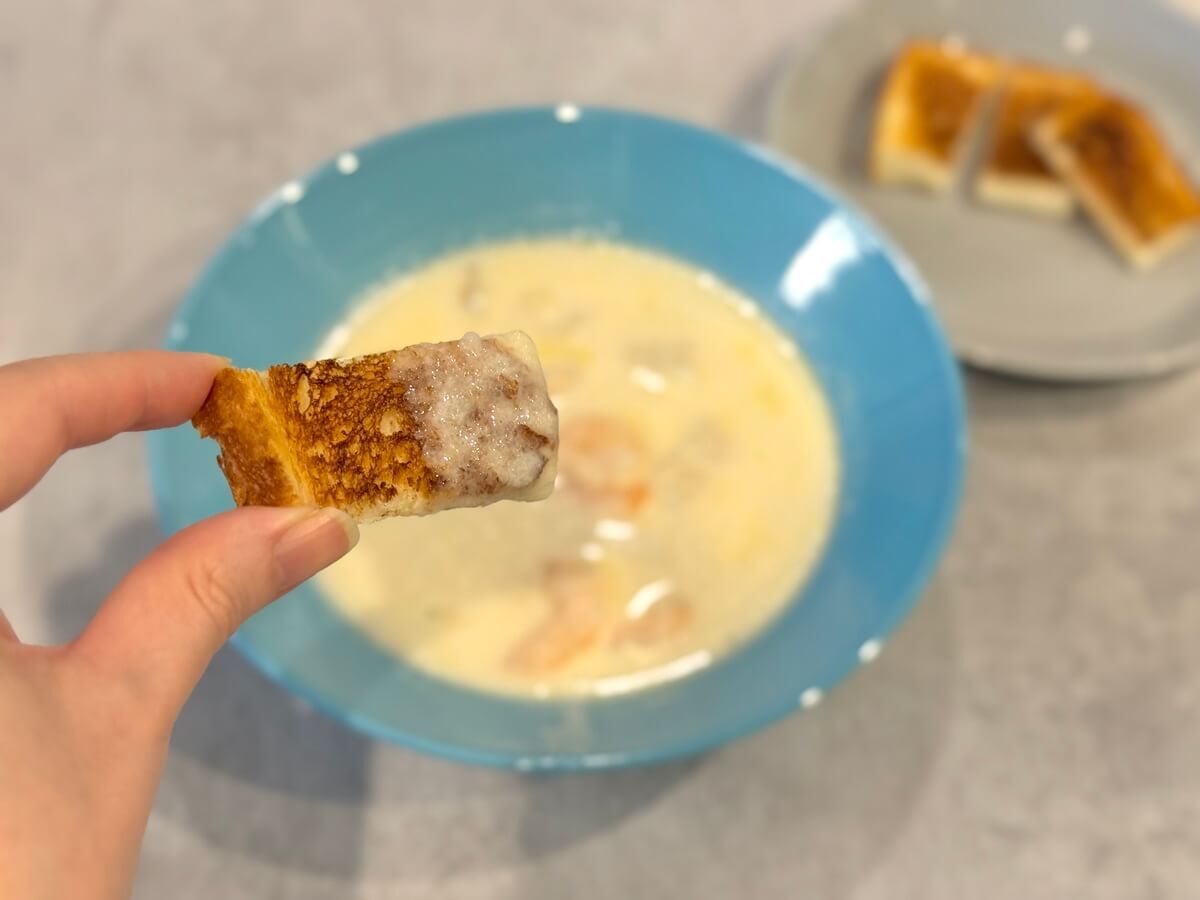 うどんスープでクラムチャウダー