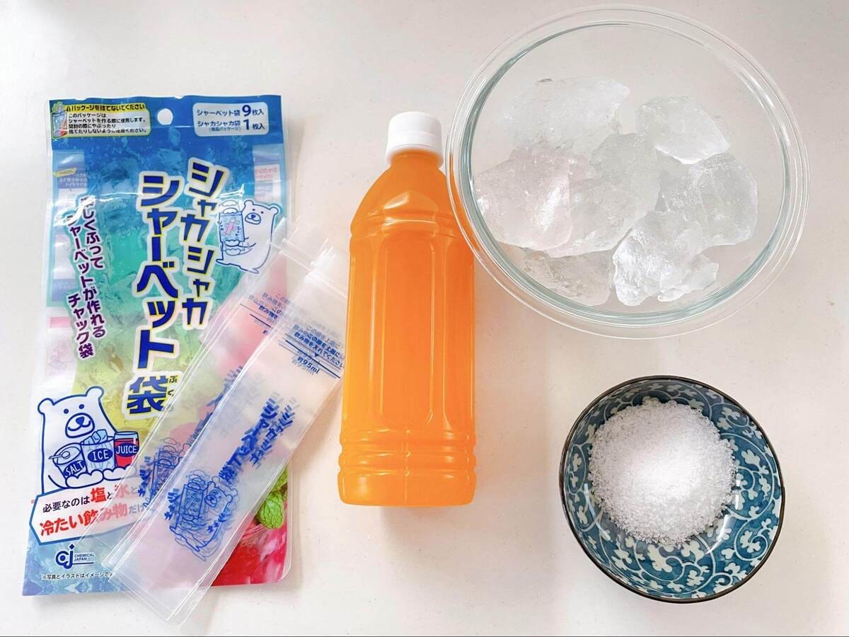 シャカシャカ振るだけでできちゃう「シャーベット袋」
