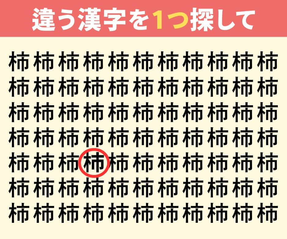 「柿」の中に一文字だけ違う漢字