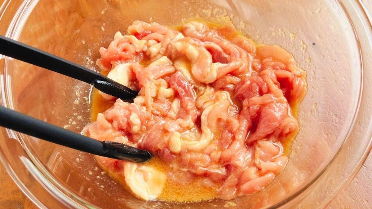 「豚こまキャベツの中華炒め風」