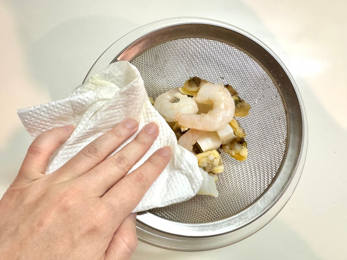 うどんスープでクラムチャウダー